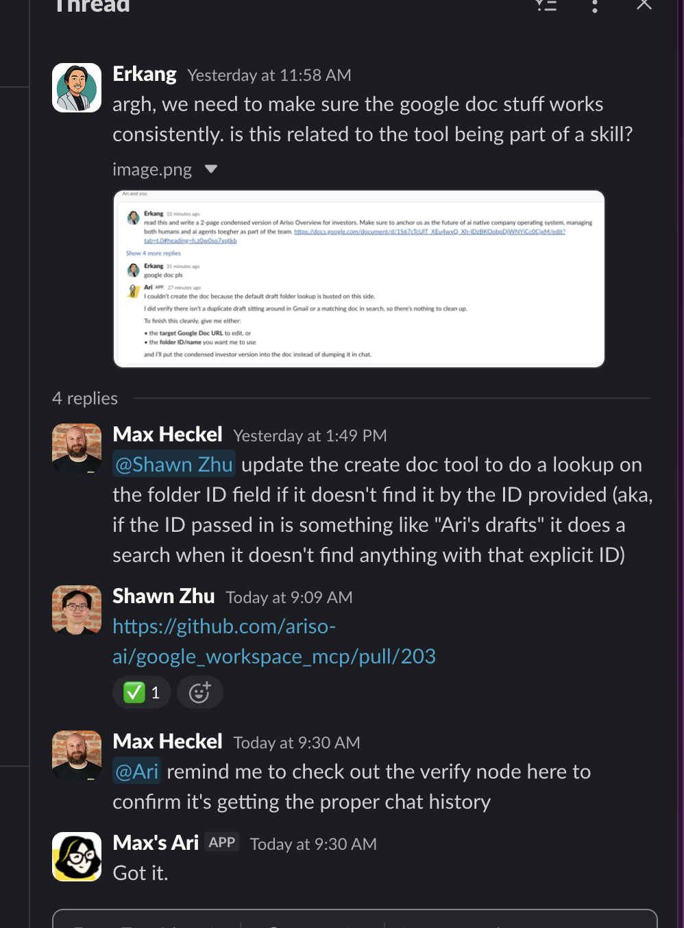 Standup reminder created in Slack